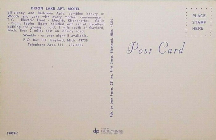 Dixon Lake Resort - Old Postcard (newer photo)